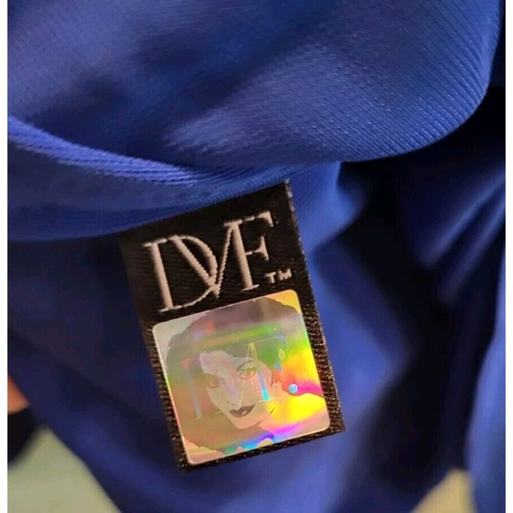 Diane Von Furstenberg Blue Long Sleeve 1/4 Button Tassel Belt Gyls Dress Sz 6 - Picture 7 of 10